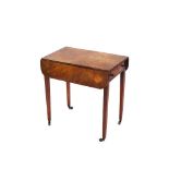 A 19th Century burr elm miniature Pembroke table, fitted with single end drawer, rounded drop