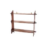 A set of Edwardian mahogany hanging wall shelves, of pegged construction, 63cm wide x 61cm high