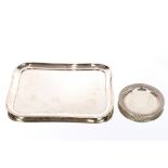 A George V silver rectangular drinks tray, probably Birmingham 1921, 29.5cm x 21.5cm; and a small