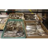 A large quantity of electroplated cutlery, including a quantity of "Rat Tail" pattern, "Kings"