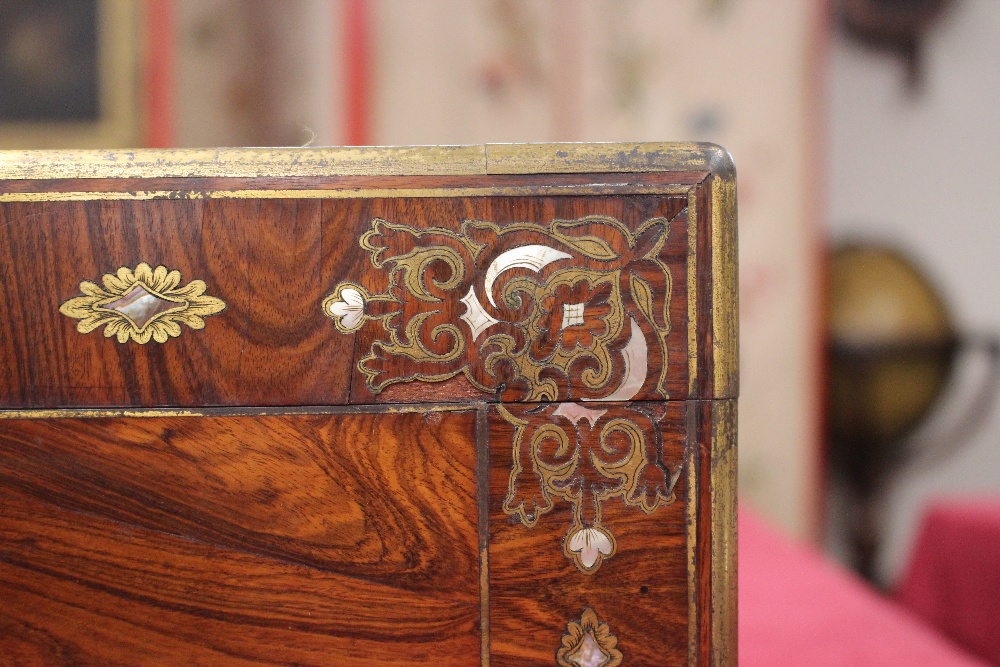 A 19th Century rosewood brass and mother of pearl inlaid trinket box, by I Turrill Dressing and - Image 10 of 18