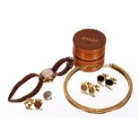 A 9ct gold cased Accurist wrist watch, a rolled gold necklace and cuff-links etc.