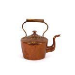 A large Victorian copper kettle, 38cm high