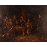Mid 19th Century Irish school, unusual interior scene with a family gathered around a table and a