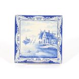 Six blue and white Delft wall tiles, depicting sai