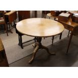 A 19th Century mahogany and inlaid circular tilt top table, raised on a fluted baluster column and