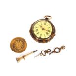 A late 18th Century tortoiseshell and piqué work pocket watch, verge movement by James Exelby of