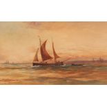 G H Jenkins, pair of studies depicting fishing vessels and a harbour scene, signed watercolours,