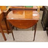 A 19th Century mahogany and rosewood cross banded Pembroke table, of small size having rounded