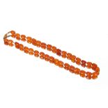 An amber oval bead necklace