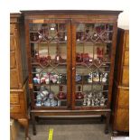 A 19th Century mahogany bookcase, fitted adjustable enclosed by a pair of glazed panel doors, raised