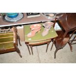 Two mahogany and leather topped occasional tables