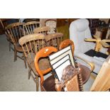 A pair of Victorian mahogany balloon back chairs;