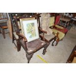 Two Edwardian Chippendale style chairs, one standa