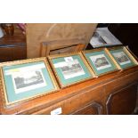 A set of four small 19th Century engravings depict