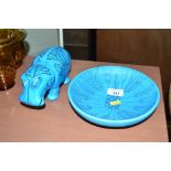 An MMA pottery hippo and similar plate, each with