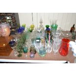 A 19th Century glass decanter and various other gl