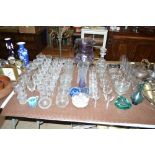 A quantity of various drinking glasses and Art Gla