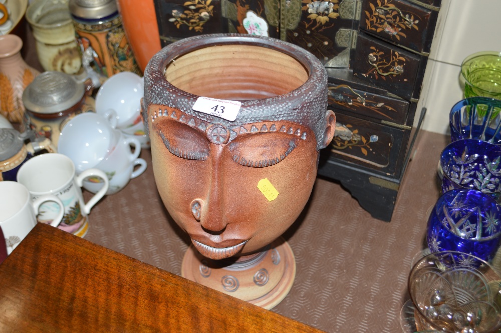 An unusual Studio pottery vase in the form of a bu