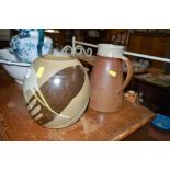 A Studio pottery vase and jug