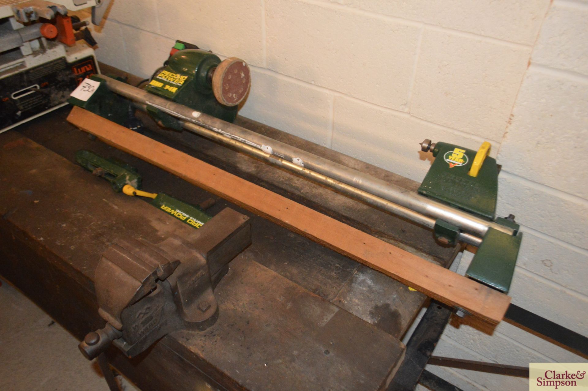 Record power lathe and attachments. - Image 3 of 3