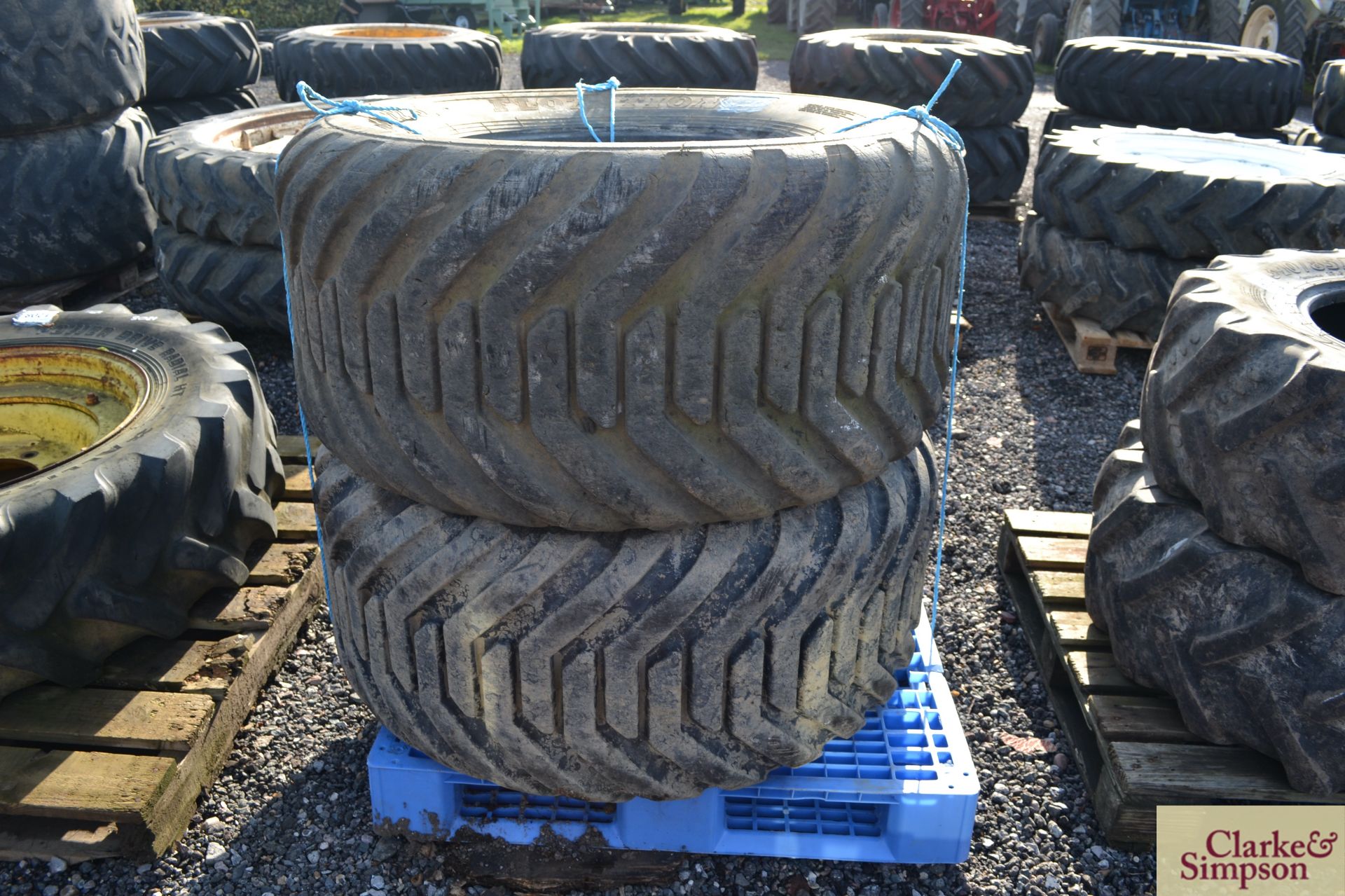 Pair 500/60R22.5 tyres. Suit 10T dumper or trailer. - Image 2 of 3