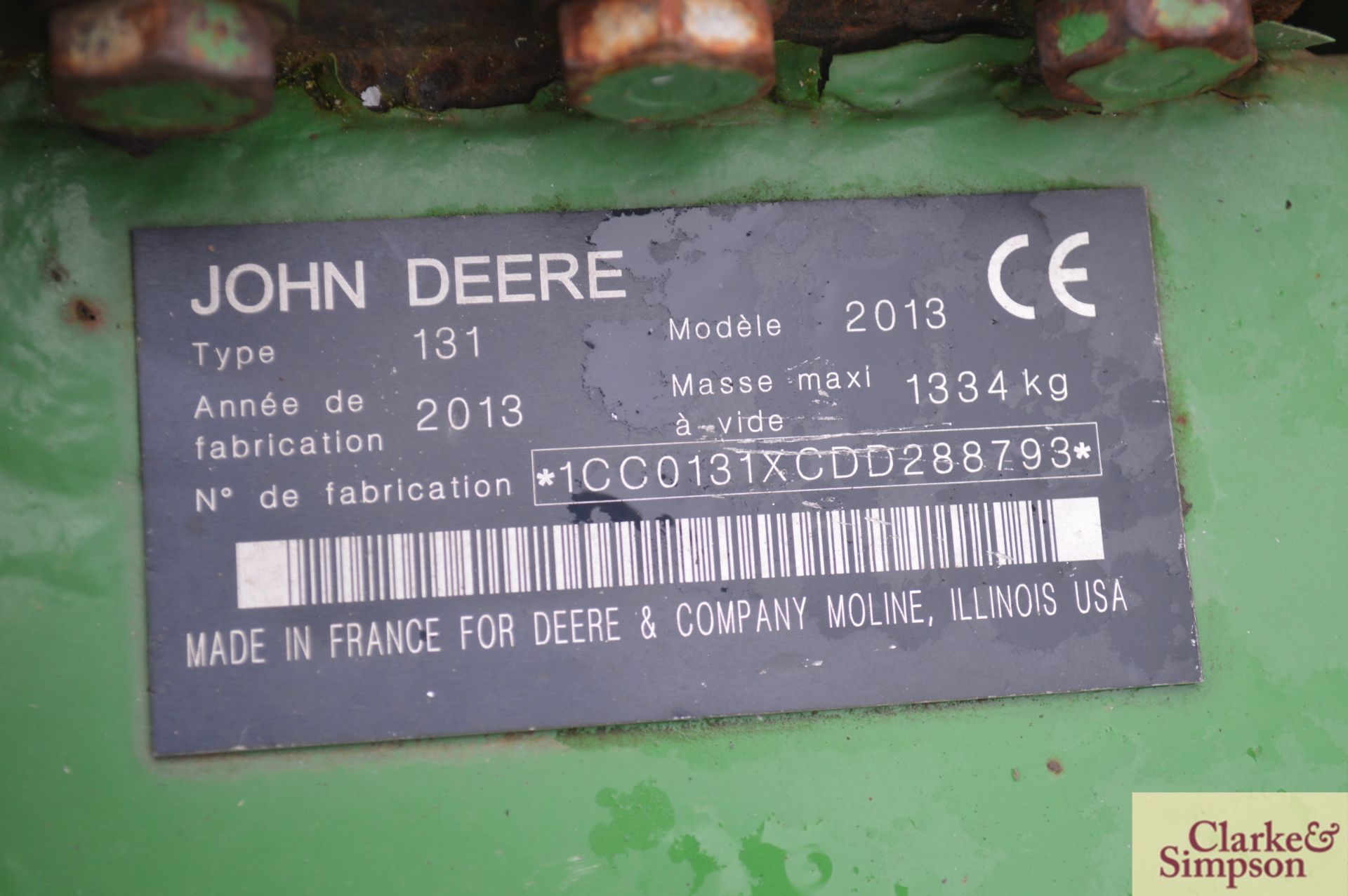 John Deere 131 front mounted disc mower conditioner. 2013. * - Image 7 of 7