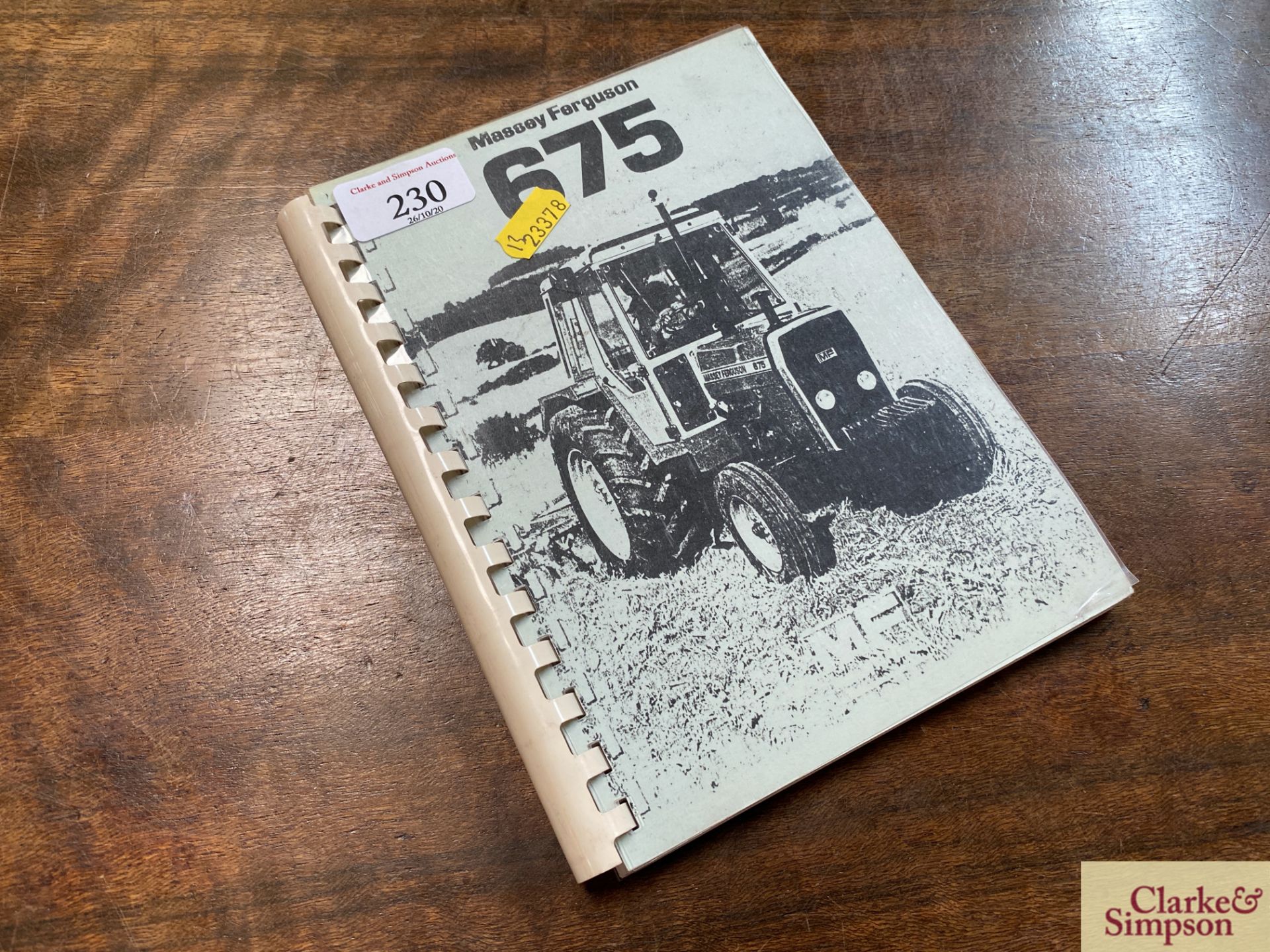 Massey Ferguson 675 Tractor Operators Manual.