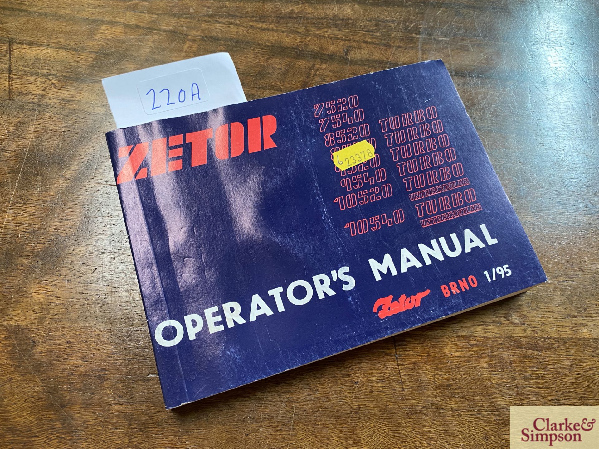 Zetor 7520-10540 Tractor Operators Manual.