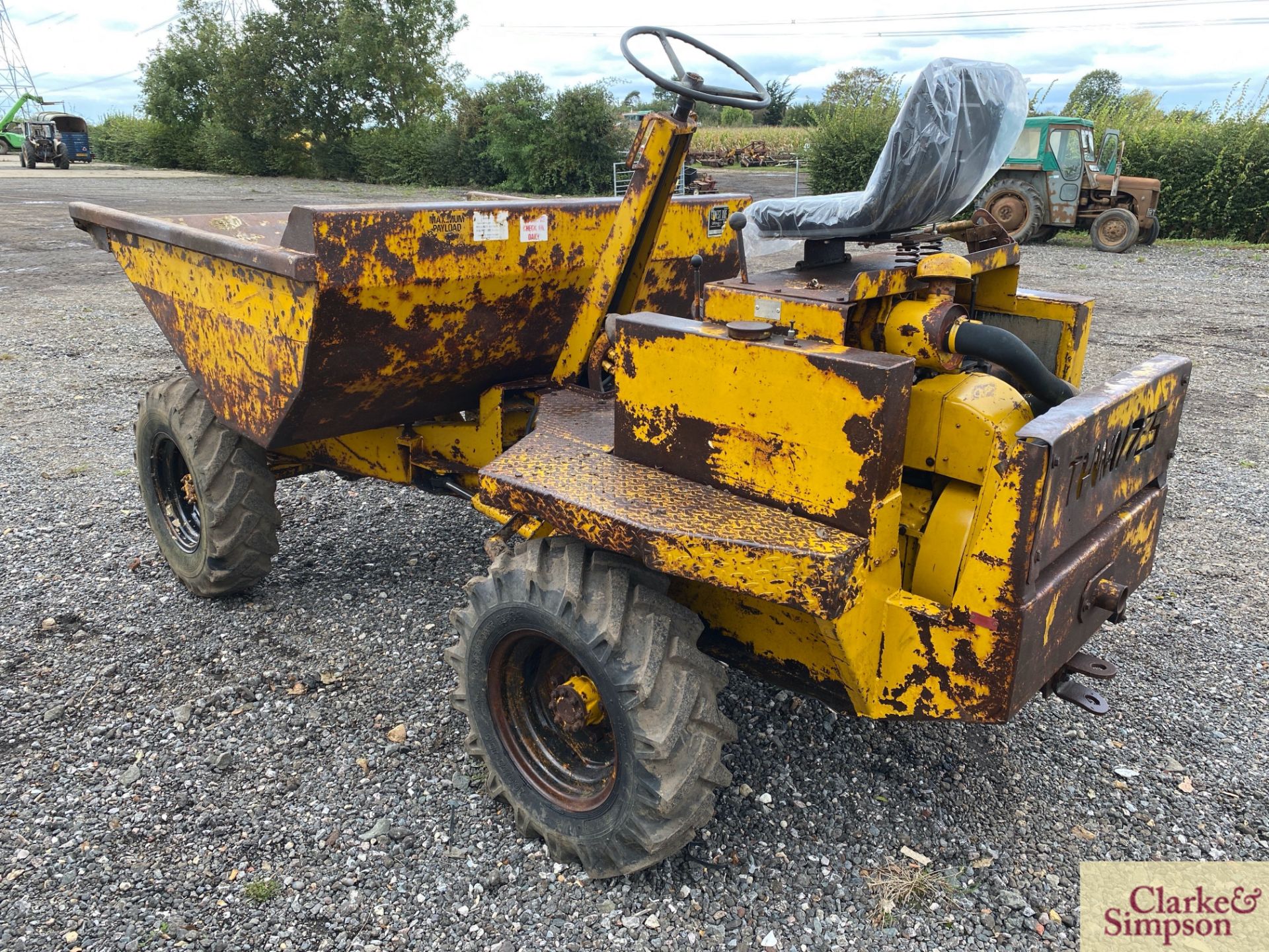 Thwaites 30cwt 4WD pivor steer dumper. 10.0/75-15.3 wheels and tyres. With manual start Petter PH2 - Image 4 of 31