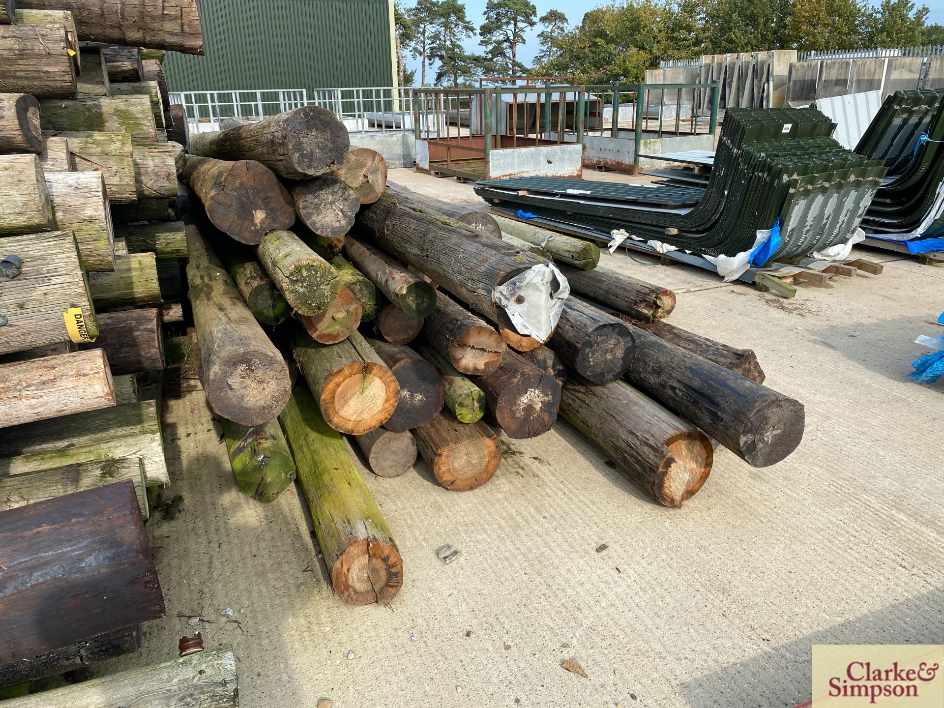 c. 40 telegraph poles of varying sizes. Approximately 28ft in length. * [Located Roudham] - Image 4 of 5