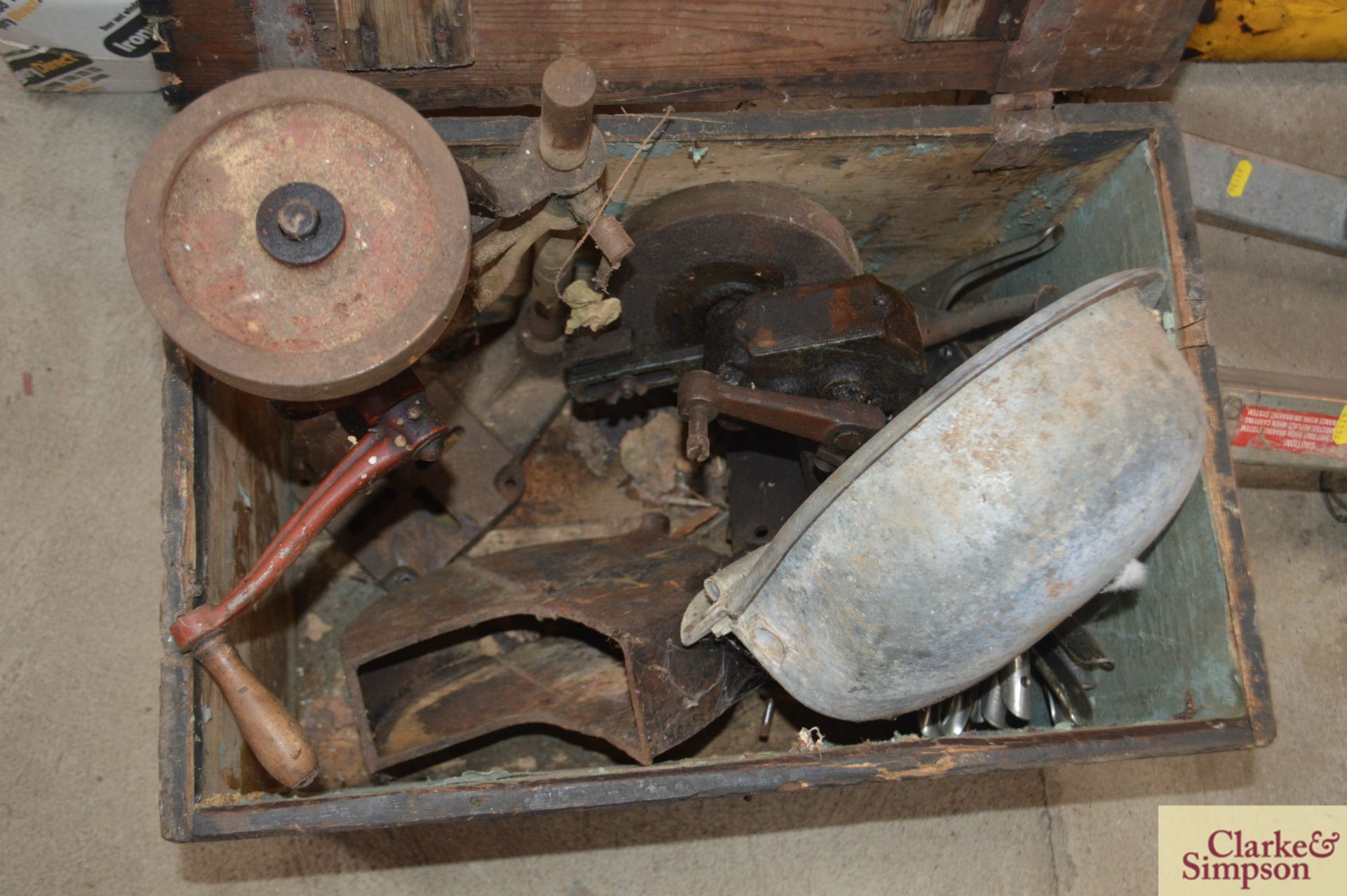 Wooden box with various tools. - Image 2 of 2