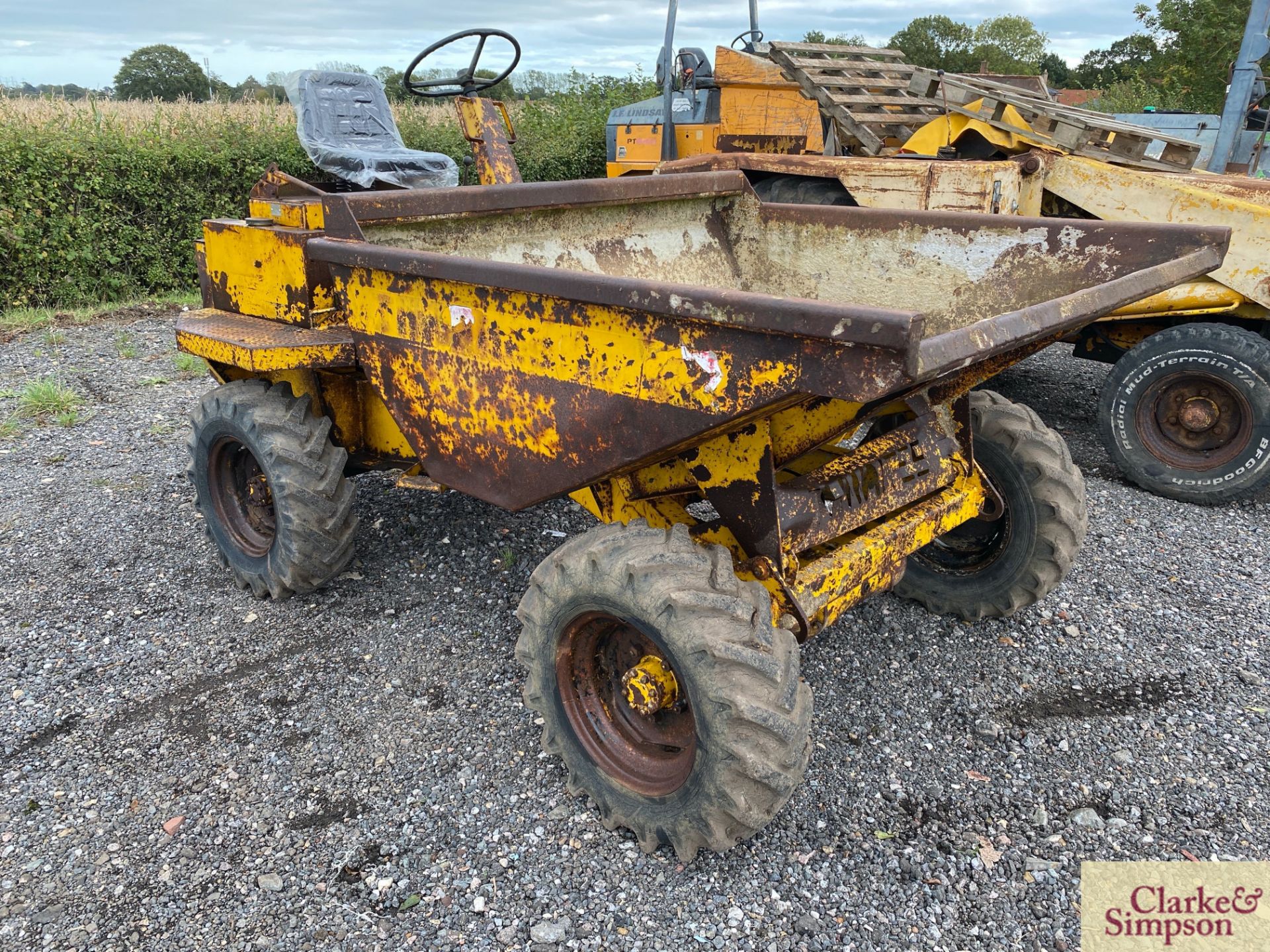 Thwaites 30cwt 4WD pivor steer dumper. 10.0/75-15.3 wheels and tyres. With manual start Petter PH2