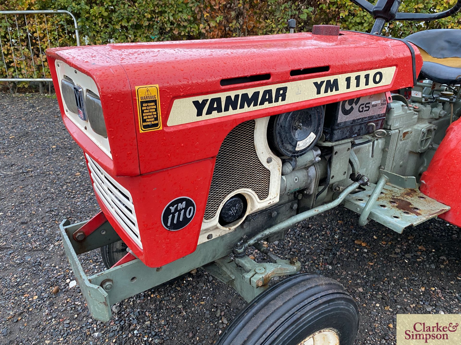 Yanmar 1100 2WD compact tractor. With Yanmar RS1000A mounted rotovator. Recent new turf tyres. - Image 17 of 26