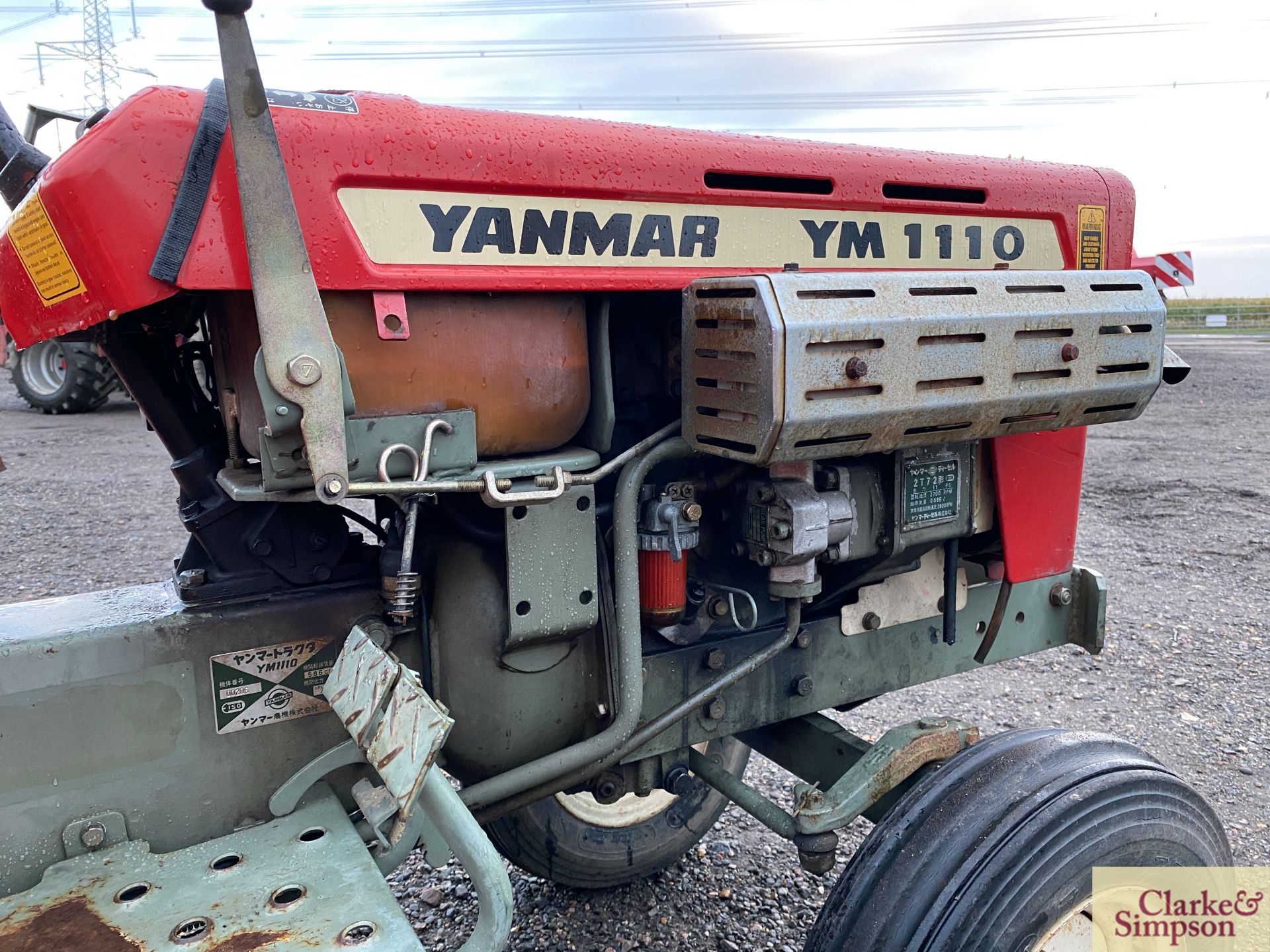 Yanmar 1100 2WD compact tractor. With Yanmar RS1000A mounted rotovator. Recent new turf tyres. - Image 8 of 26