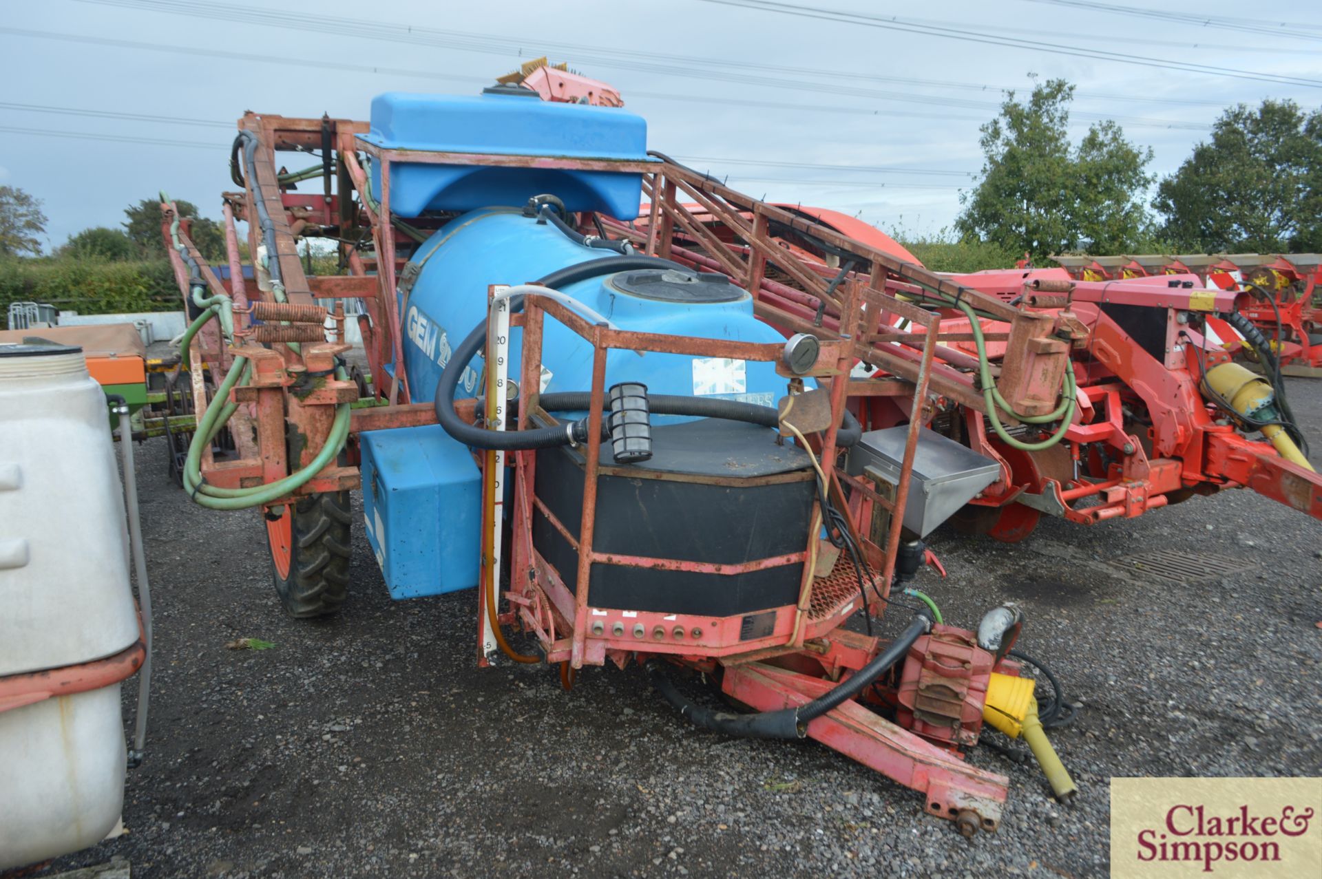 Gem 18m 2000L trailed sprayer. 1990. Serial number 337. 230/95R36 wheels and tyres. With drawbar