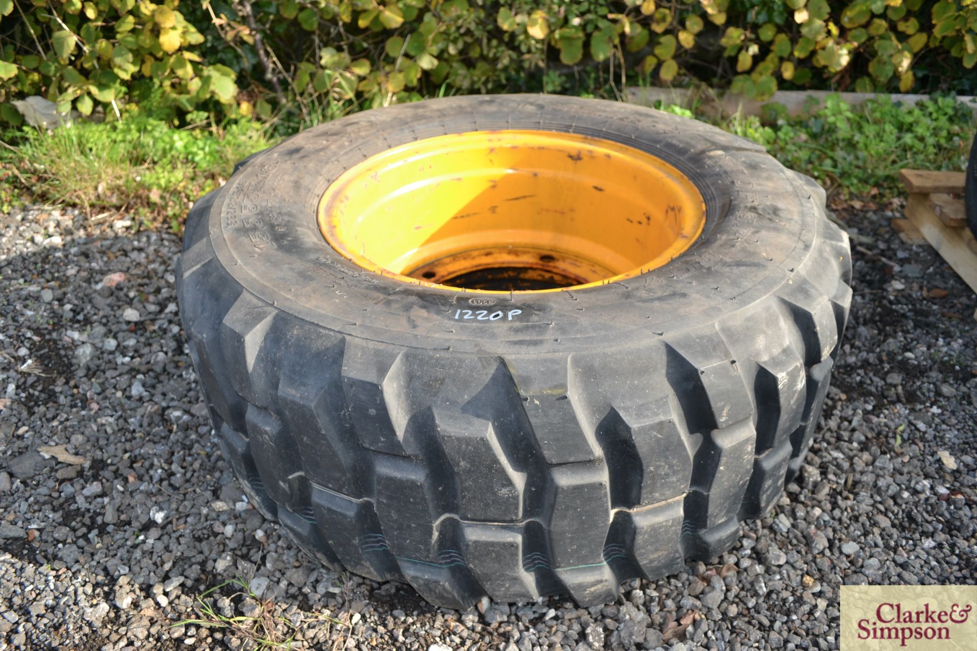 JCB 3CX 15.5/55-18 front wheel and tyre. *