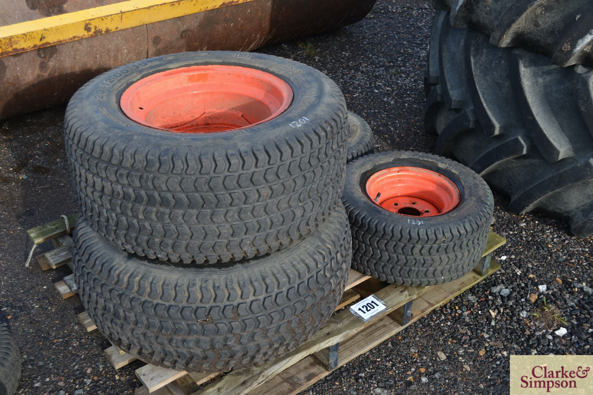 Set of turf wheels and tyres to fit Kubota compact tractor.