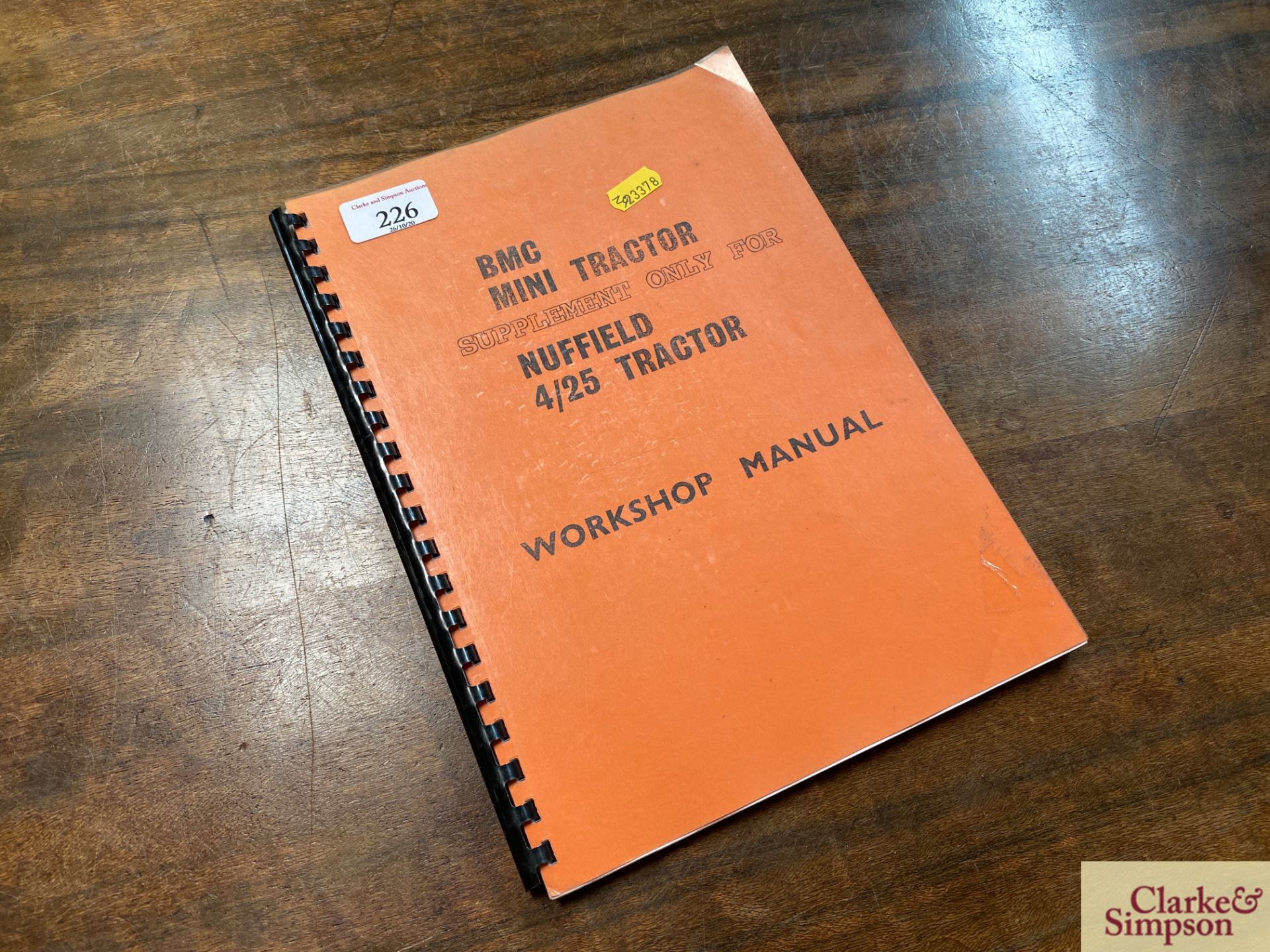 BMC Mini Tractor Workshop Manual Supplement.