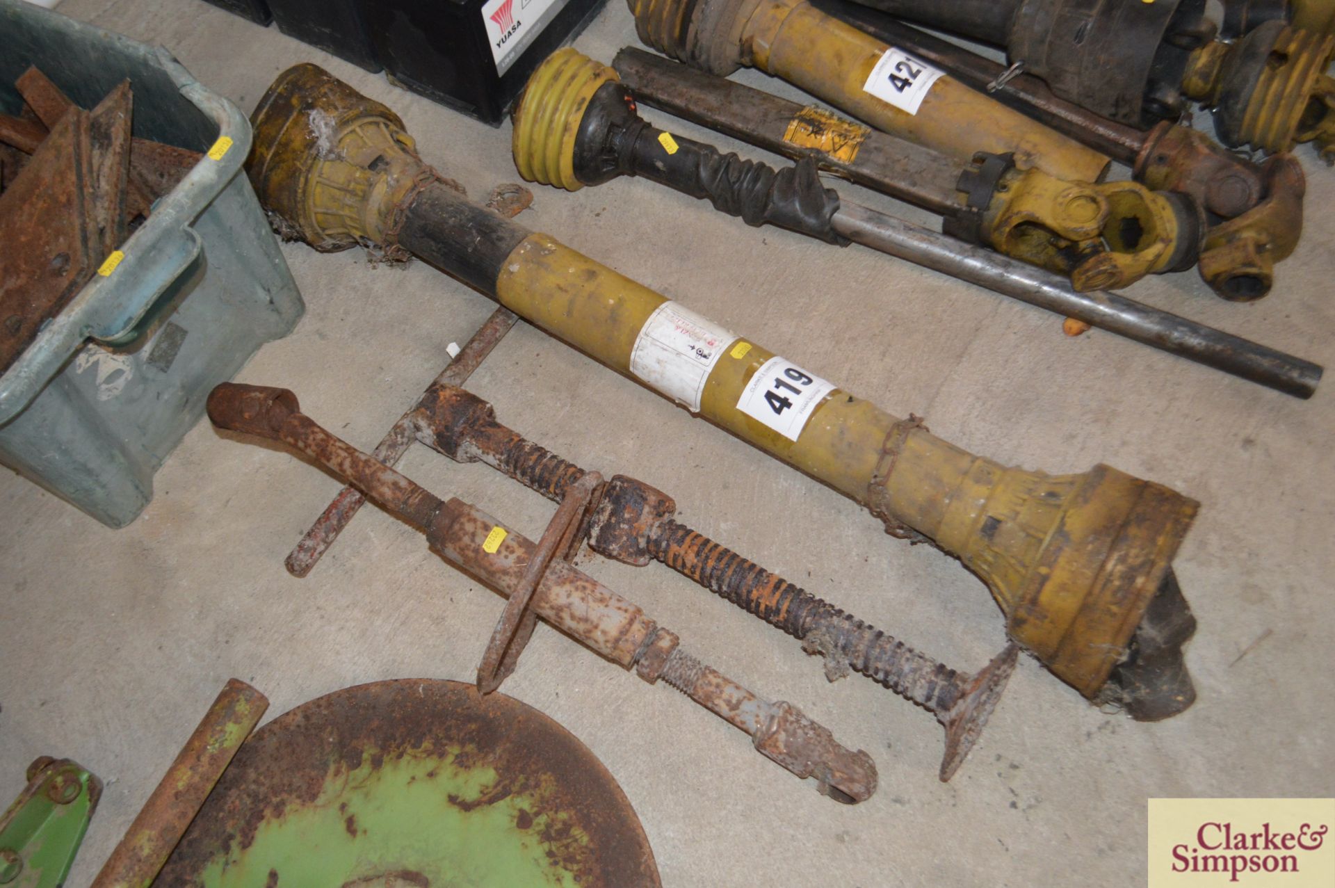 PTO shaft, top link and trailer jack.