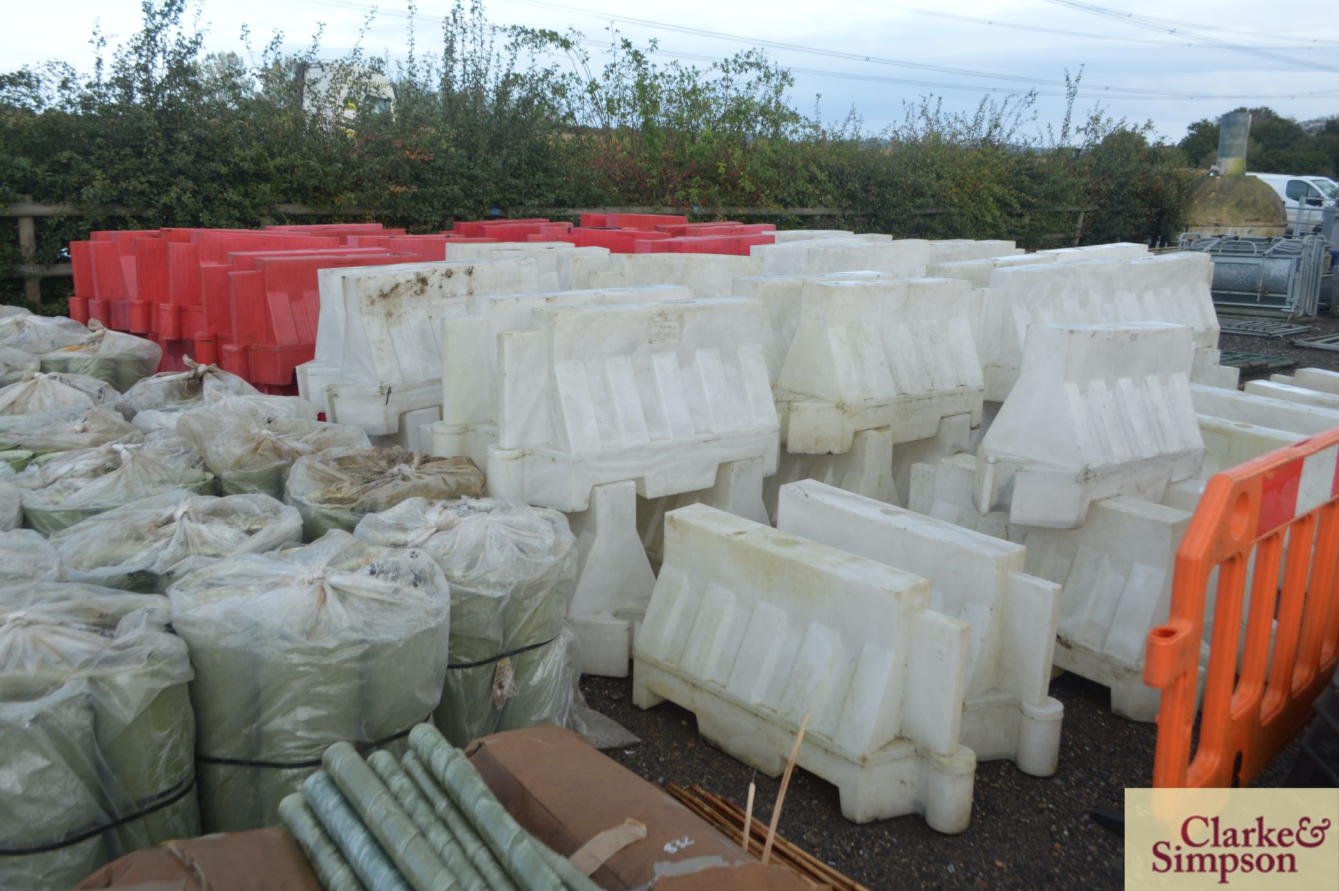 Large quantity of water filled traffic barriers. * - Image 2 of 7