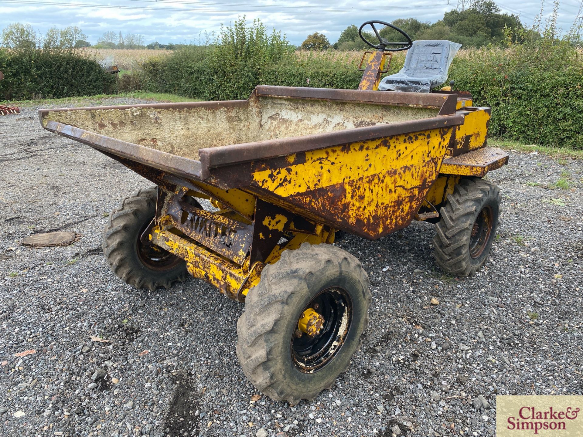 Thwaites 30cwt 4WD pivor steer dumper. 10.0/75-15.3 wheels and tyres. With manual start Petter PH2 - Image 3 of 31