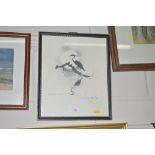 Hugh Brandon cox, pencil signed print "Heron At Ev