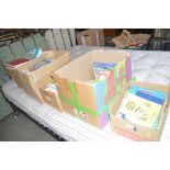 Four boxes of children's books and one other box o