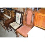 A high back dining chair and a Chippendale style c