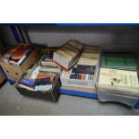 Seven boxes of various books