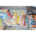 A box of mostly cookery books