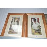 A pair of modern pine framed prints entitled "Out