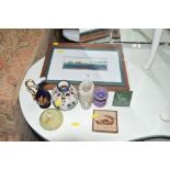 A quantity of small china items; and two pictures