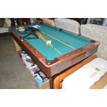 A pool table with accessories